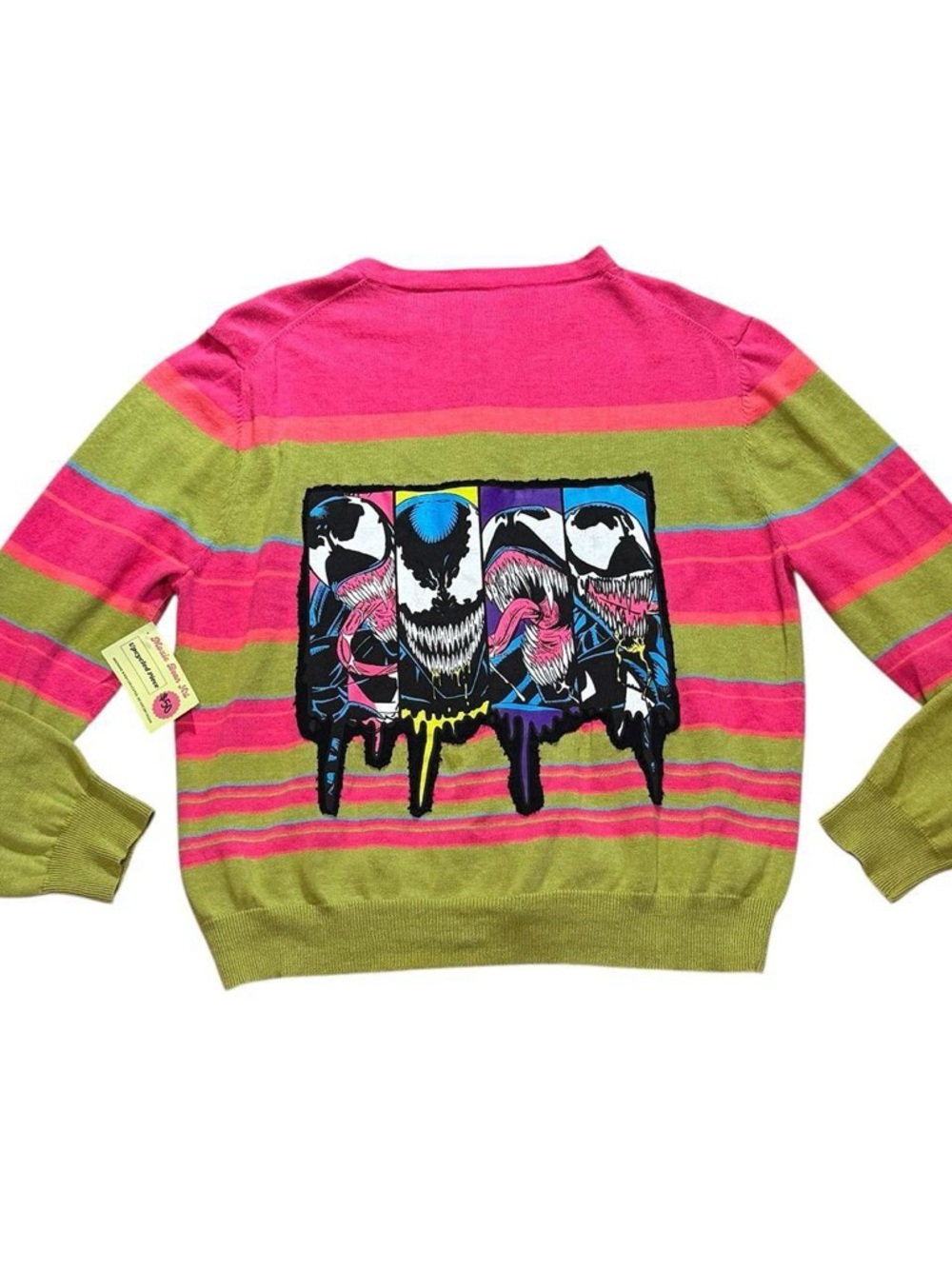Striped Pink & Green Upcycled Venom Cardigan